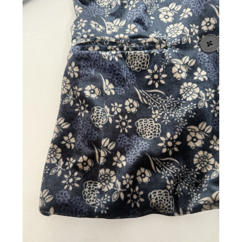 Carolina Belle Navy Velvet‎ Floral Blazer Jacket Womens Size S *FLAW - Picture 7 of 11